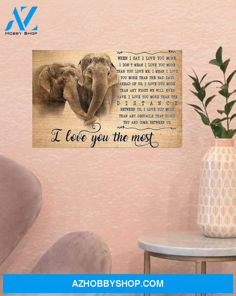 Elephant I Love You The Most Art Canvas, Wall Decor Visual Art