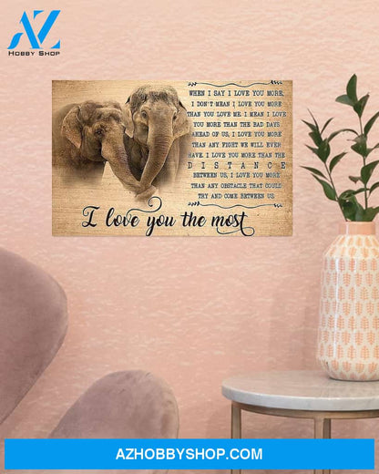 Elephant I Love You The Most Art Canvas, Wall Decor Visual Art
