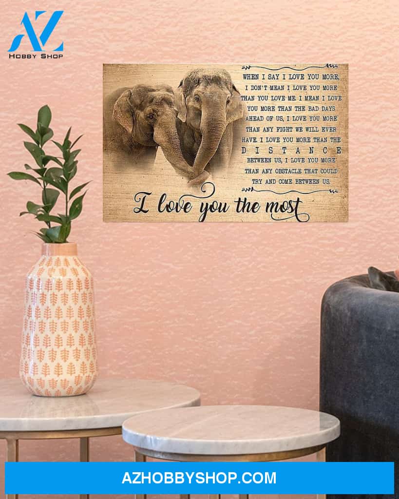 Elephant I Love You The Most Art Canvas, Wall Decor Visual Art