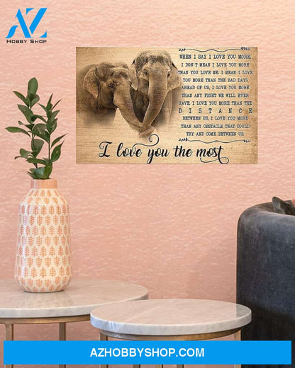 Elephant I Love You The Most Art Canvas, Wall Decor Visual Art