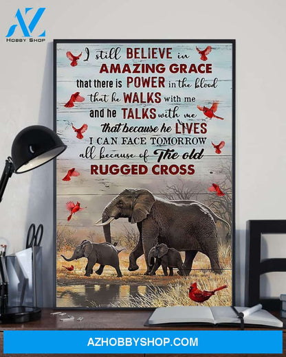 Elephant I Still Believe In Amazing Grace Vertical Art Canvas, Wall Decor Visual Art