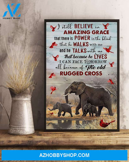 Elephant I Still Believe In Amazing Grace Vertical Art Canvas, Wall Decor Visual Art