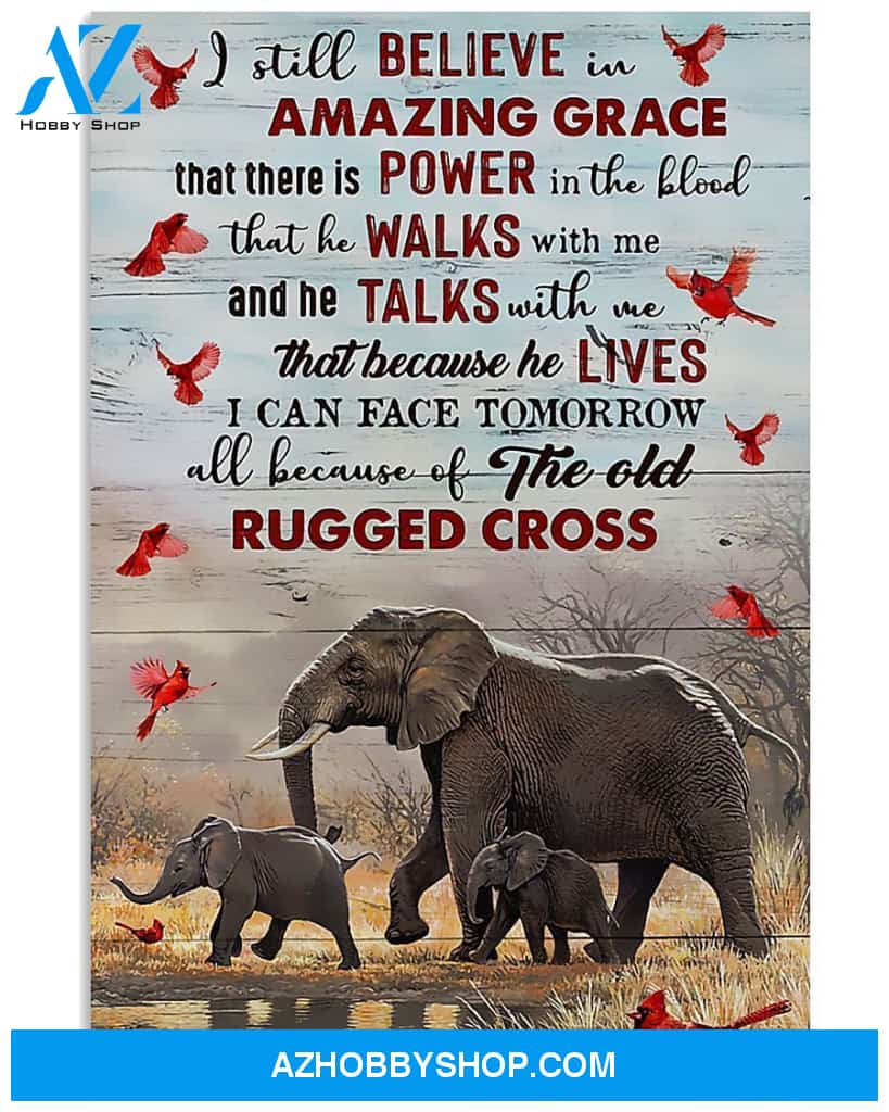 Elephant I Still Believe In Amazing Grace Vertical Art Canvas, Wall Decor Visual Art