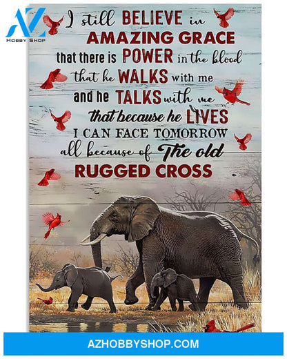 Elephant I Still Believe In Amazing Grace Vertical Art Canvas, Wall Decor Visual Art