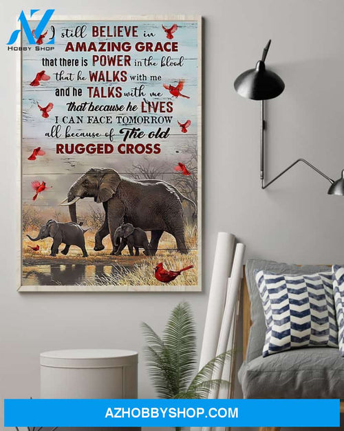 Elephant I Still Believe In Amazing Grace Vertical Art Canvas, Wall Decor Visual Art