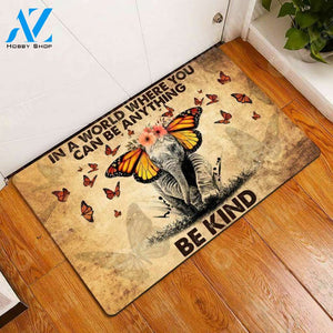Elephant- In A World Where You Can Be Anything Be Kind Doormat Welcome Mat Housewarming Gift Home Decor Funny Doormat Gift Idea For Elephant Lovers