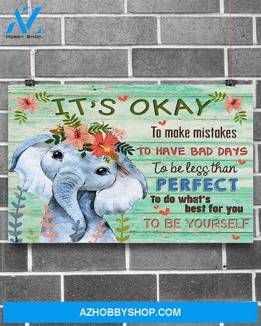 Elephant It's Okay To Be Less Than Perfect Art Canvas,Wall Decor Visual Art