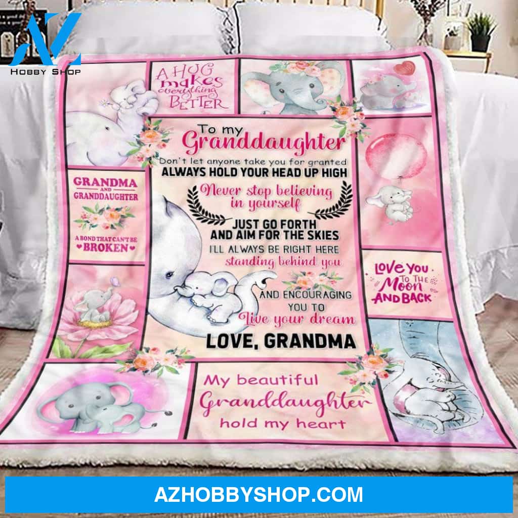 Elephant Letter Grandma Pink Fleece Blanket Gift for Grandma