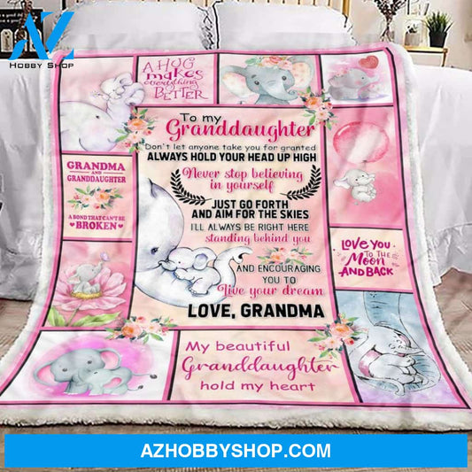 Elephant Letter Grandma Pink Fleece Blanket Gift for Grandma