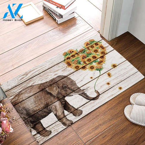 Elephant Love Sunflower Doormat Welcome Mat Housewarming Gift Home Decor Funny Doormat Gift Idea For Elephant Lovers