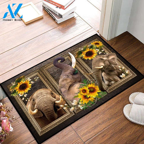 Elephant Lovely sunflowers gift for you | Welcome Mat | House Warming Gift