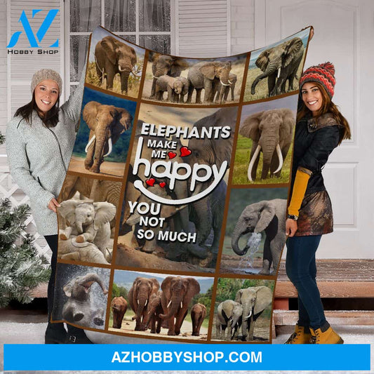 Elephant Make Me Happy Fleece Blanket