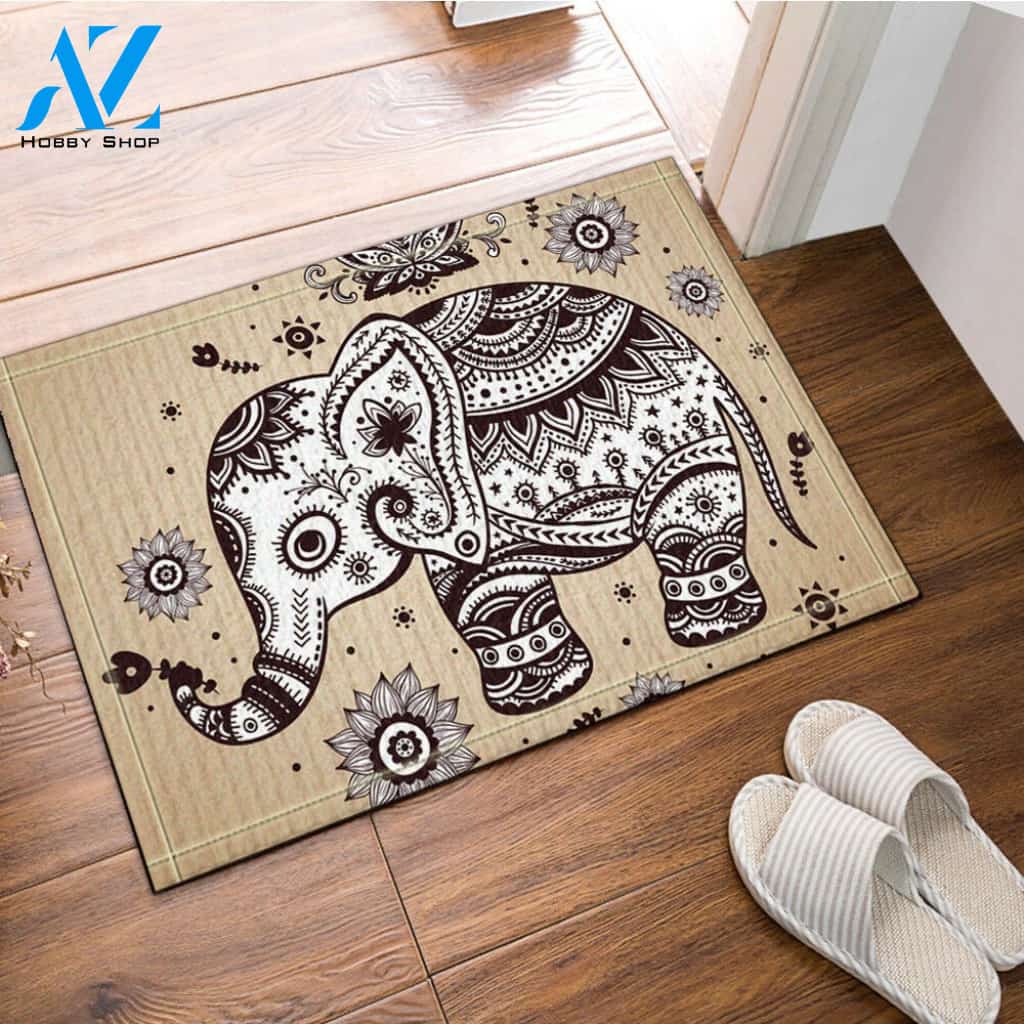 Elephant Mandala Indoor And Outdoor Doormat Warm House Gift Welcome Mat Gift For Elephant Lovers Gift Idea For Friend