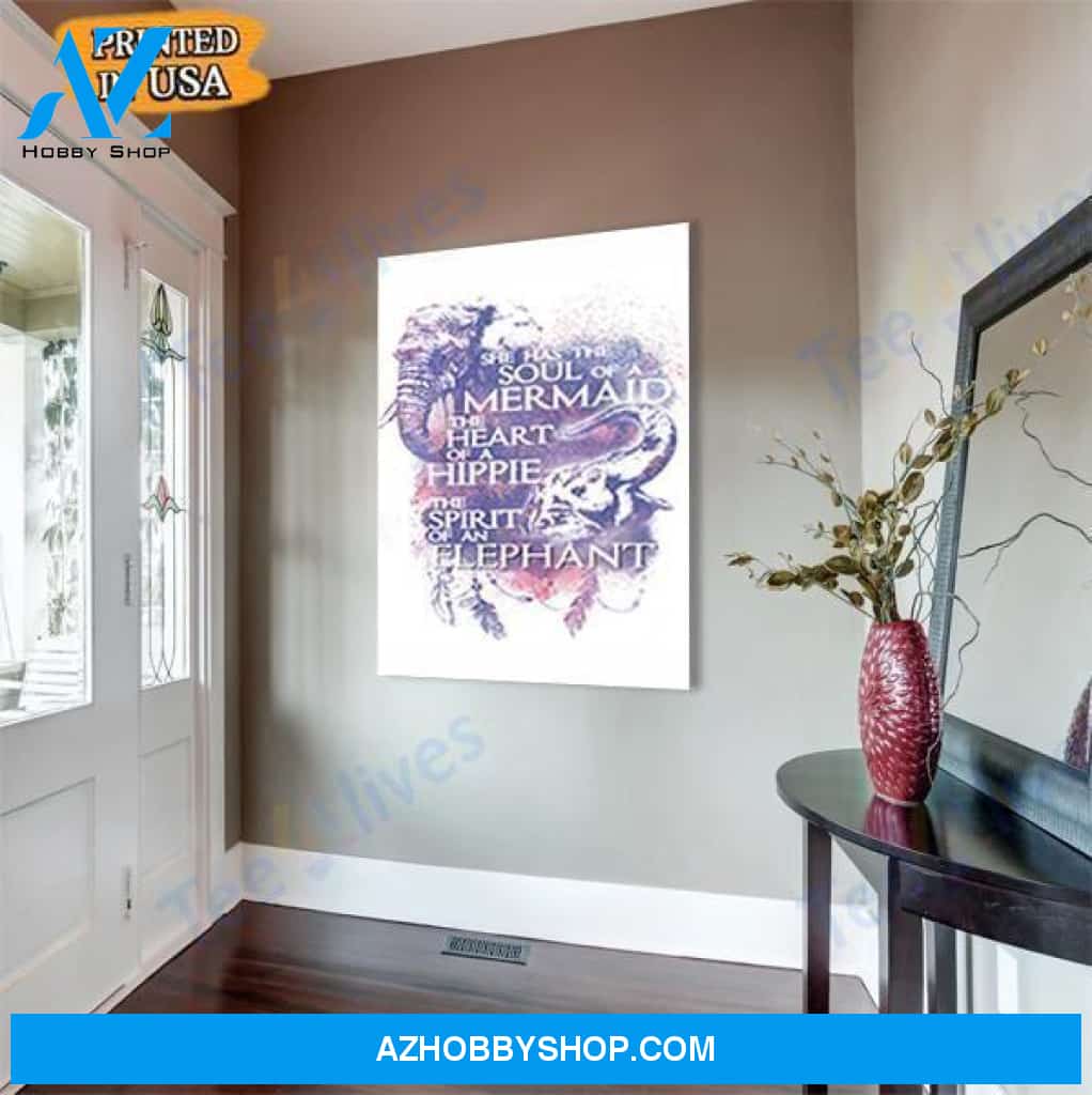 Elephant Mermaid Hippie Canvas Prints Wall Art - Matte Canvas