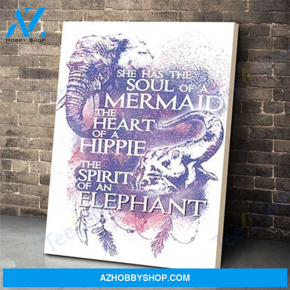 Elephant Mermaid Hippie Canvas Prints Wall Art - Matte Canvas