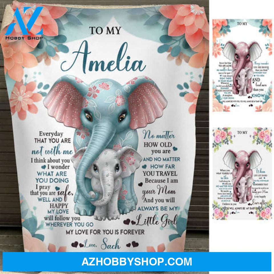 Elephant My Love For You Is Forever - Personalized Blanket - Gift For Daughter