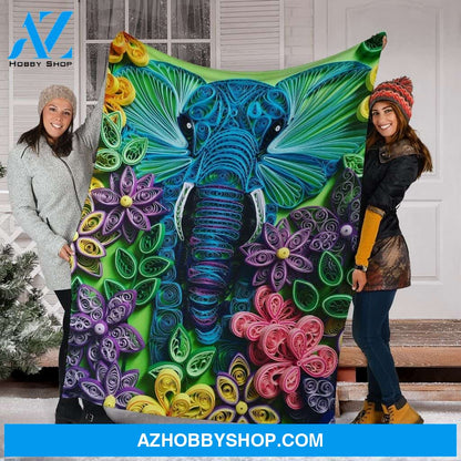Elephant Quill Paper Art Pre Fleece Blanket