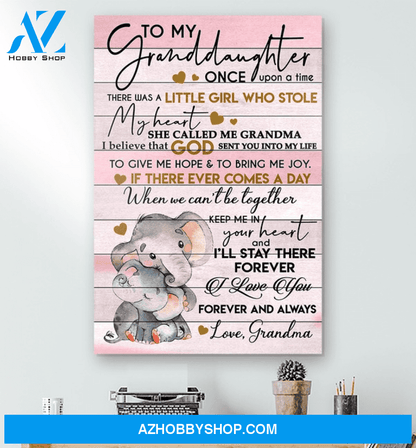 Elephant To My Granddaughter - Matte Canvas , gift for you, gift for elephant lover, gift for granddaughter, gift for her