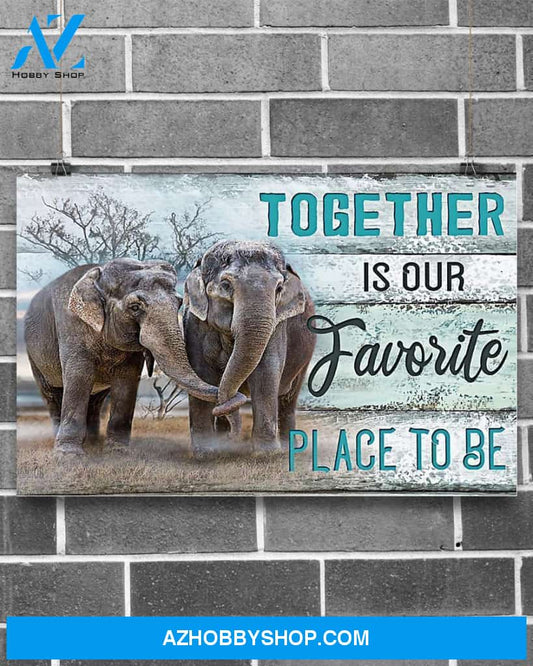 Elephant Together Is Our Favorite Place To Be Canvas Wall Art, Wall Decor Visual Art Gift Family