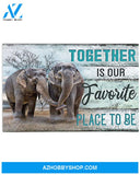 Elephant Together Is Our Favorite Place To Be Canvas Wall Art, Wall Decor Visual Art Gift Family