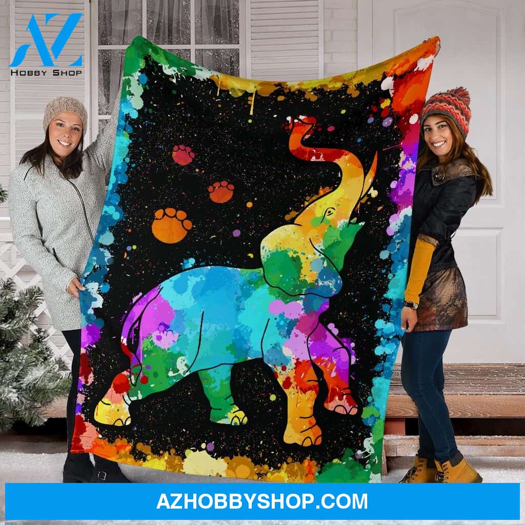 Elephant Watercolor Fleece Blanket