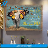 Elephant with butterfly - In a world where you can be anything, be kind - Elephant Landscape Canvas Prints - Wall Art