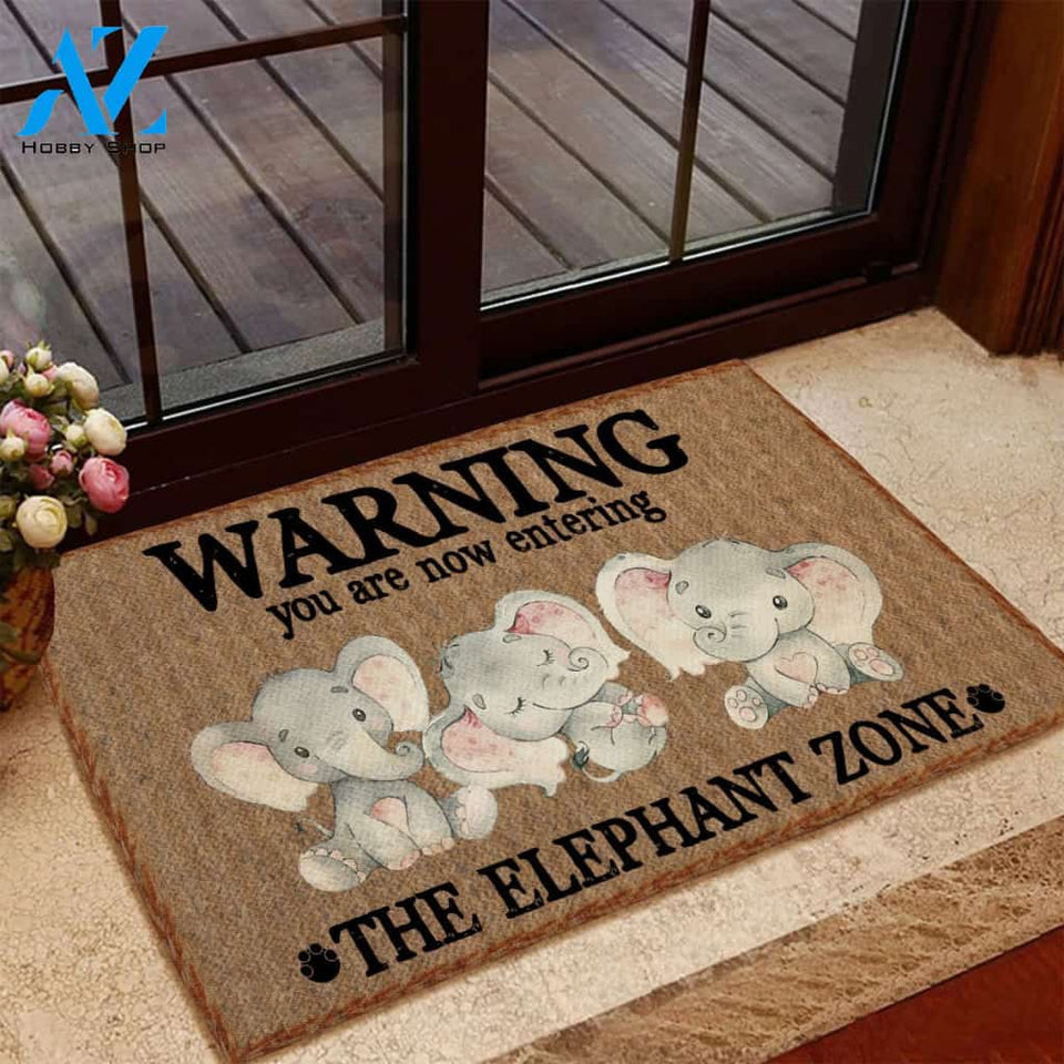 Elephant Zone Warning Doormat | Welcome Mat | House Warming Gift