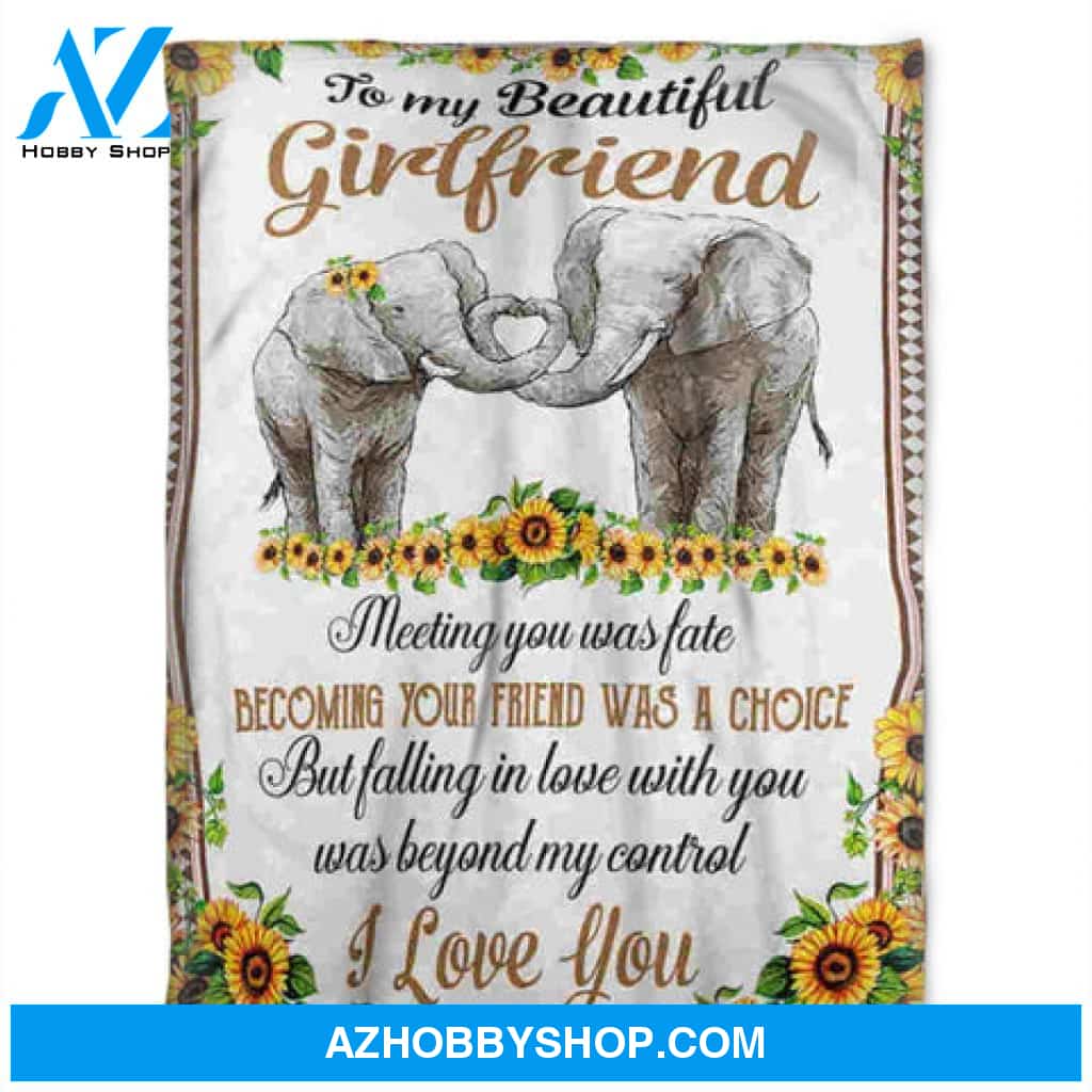 Elephants Blanket. To My Beautiful Girlfriend,Fleece Blanket, Meeting You Was Fate. Becoming Your Friend Was A Choice.Gift For Girlfriend Family 
