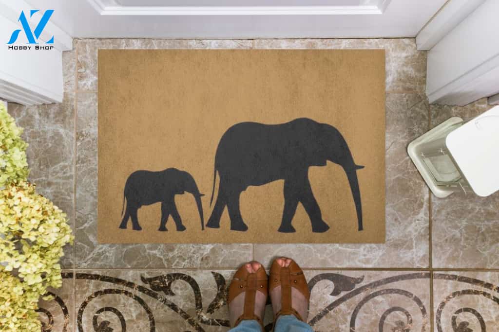 Elephants Doormat Welcome Mat Housewarming Gift Home Decor Funny Doormat Gift Idea For Elephant Lovers Gift For Family
