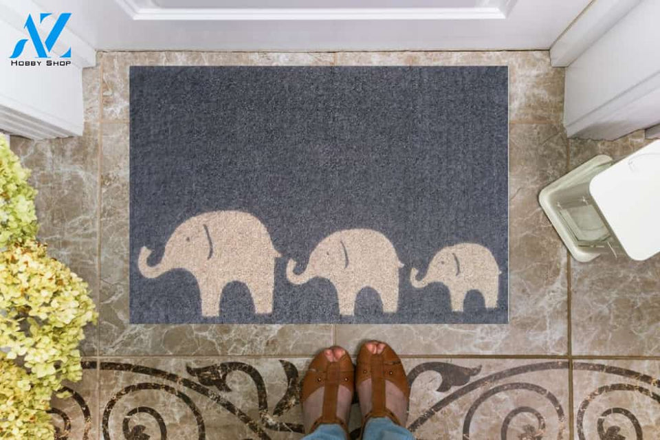 Elephants Doormat Welcome Mat Housewarming Gift Home Decor Funny Doormat Best Gift Idea For Elephant Lovers Gift For Family