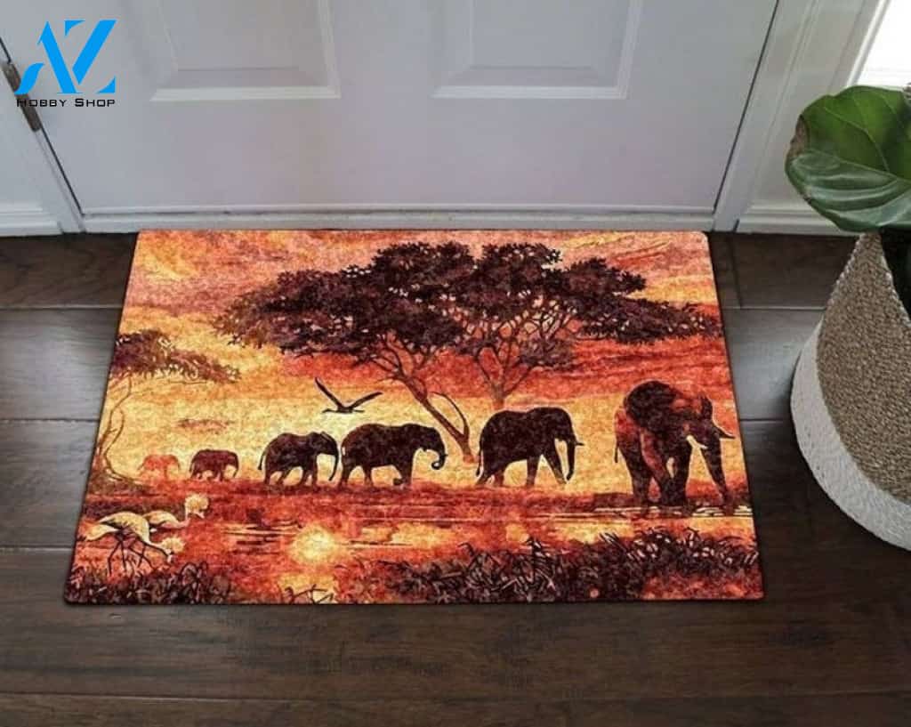 Elephants Indoor And Outdoor Doormat Housewarming Gift Welcome Mat Gift For Elephant Lovers Gift For Friend Birthday Gift