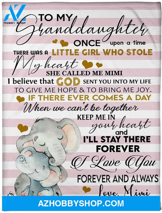 Personalized Elephants to My Granddaughter Blanket Gifts for Granddaughter from Grandma Once Upon a time There was a Little Girl who Stole My Heart Blanket for Birthday Christmas