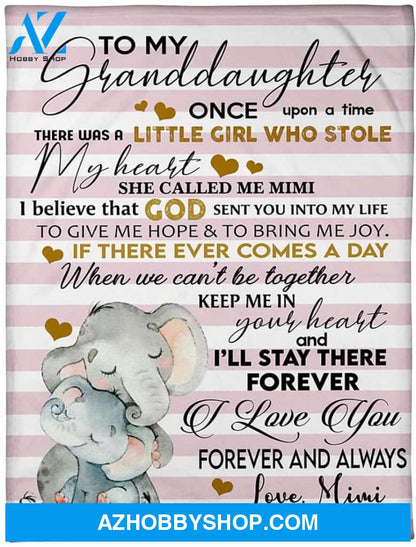 Personalized Elephants to My Granddaughter Blanket Gifts for Granddaughter from Grandma Once Upon a time There was a Little Girl who Stole My Heart Blanket for Birthday Christmas