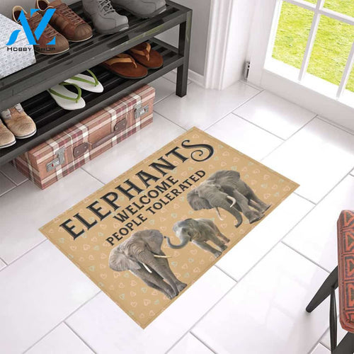 Elephants Welcome People Tolerated Doormat Welcome Mat Housewarming Gift Home Decor Funny Doormat Gift Idea For Elephant Lovers