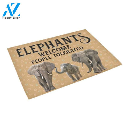 Elephants Welcome People Tolerated Printed Doormat Home Decor