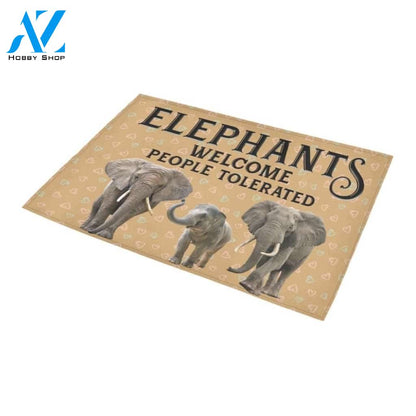 Elephants Welcome People Tolerated Printed Doormat Home Decor