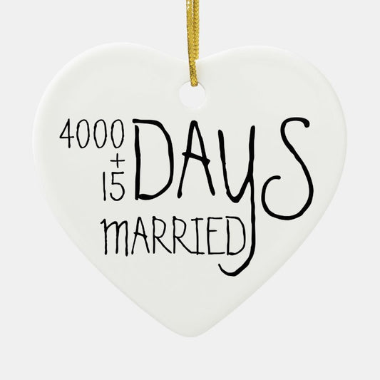 Eleventh Anniversary 11 Years Married Wife Husband Ceramic Ornament