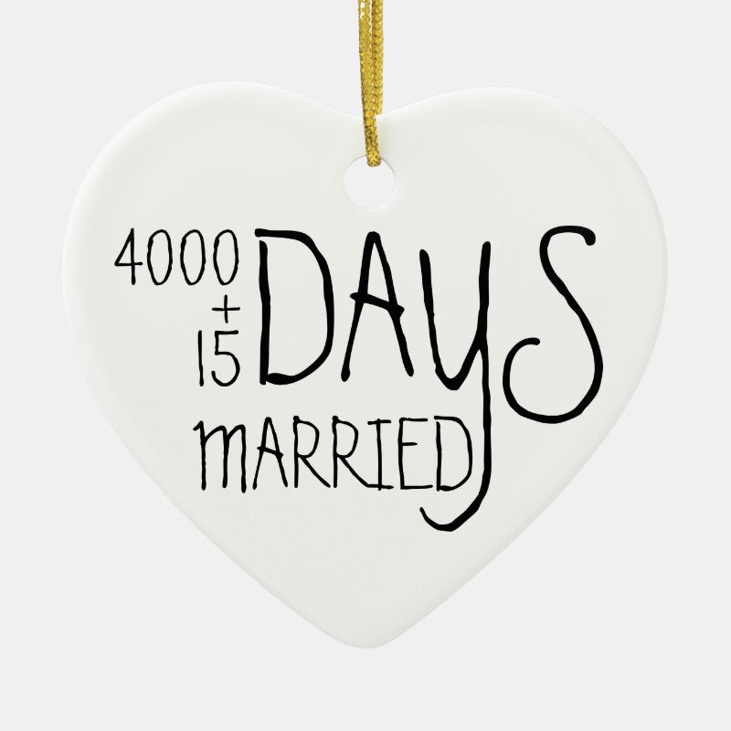 Eleventh Anniversary 11 Years Married Wife Husband Ceramic Ornament