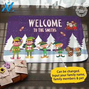 ELF Family Xmas Personalized Doormat