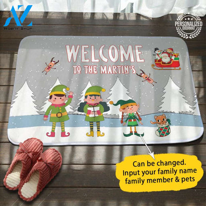 Elf Family Xmas Personalized Doormat – Doormat