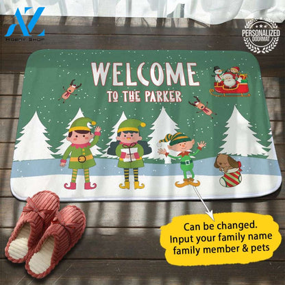 Elf Family Xmas Personalized Doormat – Doormat