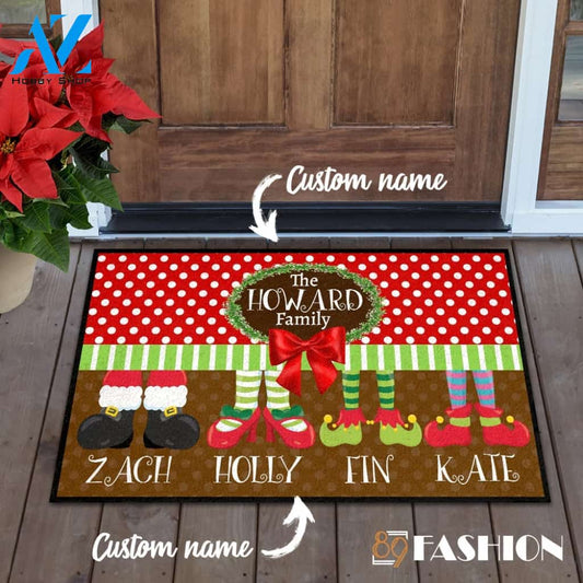 Elf Personalized Christmas Doormat