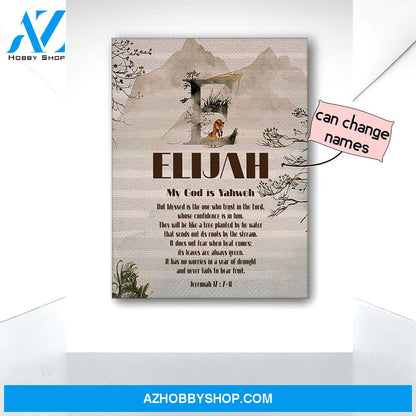 Elijah Name Meaning Canvas Print Wall Art - Matte Canvas