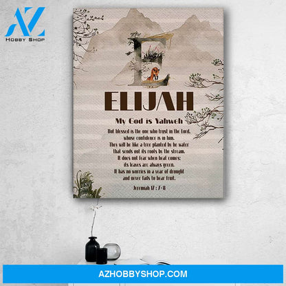 Elijah Name Meaning Canvas Print Wall Art - Matte Canvas