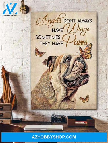 English Bulldog - Angels don't always have wings Dog Portrait Canvas Prints, Wall Art