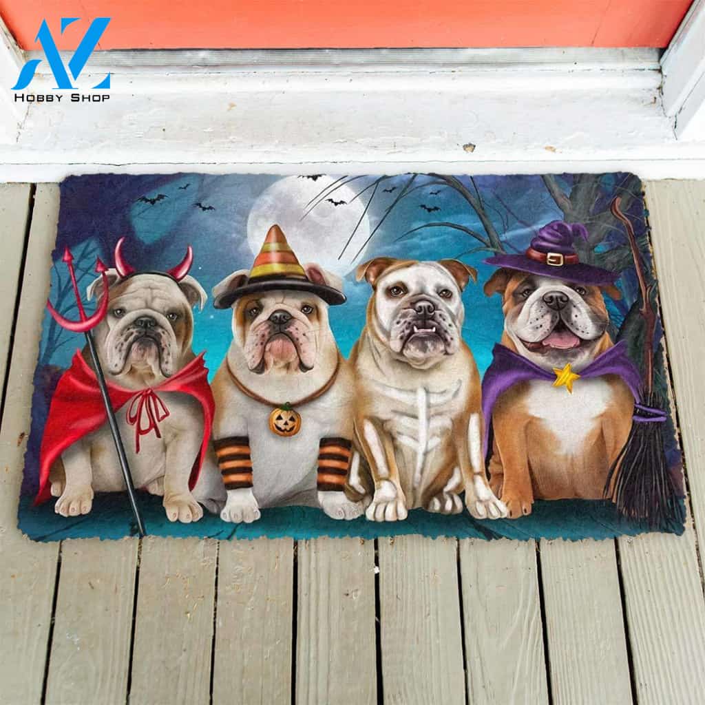 English Bulldog Halloweenn Funny Doormat Gift For Dog Lovers Birthday Gift Home Decor Warm House Gift Welcome Mat Halloween Decor