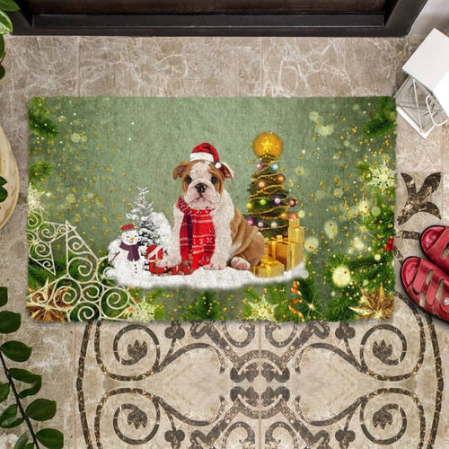 English Bulldog Merry Christmas Doormat