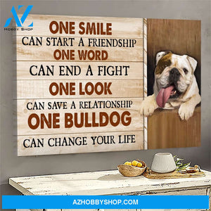 English Bulldog - One smile can start a friendship Dog Landscape Canvas Prints, Wall Art