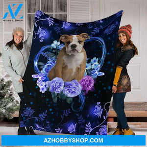 English Bulldog Premium Blanket Flower Fleece Blanket