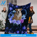 English Bulldog Premium Blanket Flower Fleece Blanket